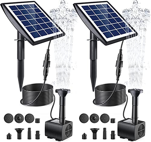 Ankway 2Pcs Solar Fountain Pump with Tilting Bracket, 2022 New Solar Floating Water Fountain Pump with 7 Nozzles Submersible Brushless Fountain Kit for Bird Bath, Fish Tank, Pond Aquarium, Garden