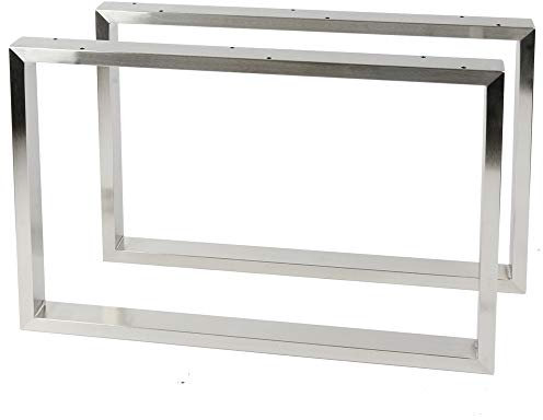 Montixx® 2X (1 Paar) Quadrat-Couchtisch & Tischkufen Bank Tischuntergestell B 70cm x H 40cm Edelstahl