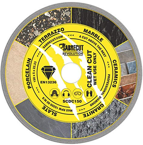 1 x SabreCut SCDC150 150mm (6 inch) x 5mm x 22.23mm Bore Continuous Rim Diamond Angle Grinder Circular Saw Blade