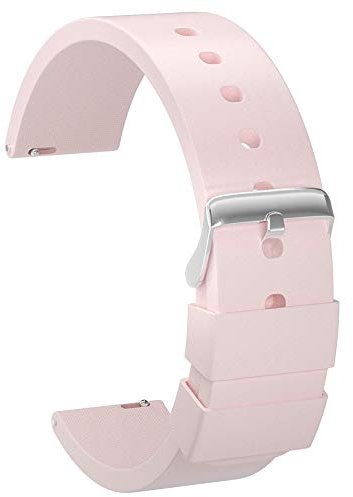 ULLCHRO Unisex Kautschuk Armband mit Edelstahl Silber Faltschließe 20mm Rosa