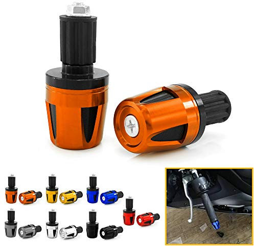 Heinmo Motorrad Universal 7/8 22MM Lenkerenden Antivibrations-Lenkergriffe Plus Schieberegler für Hon' Kawasa' Duca' Yama' und mehr (Orange)