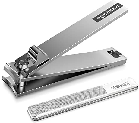 Kaasage Nagelknipser und Feile - Klassischer Edelstahl Nagelfräser mit Glasnagelfeile Clip Fingernägel und Fußnägel einfach, Geschenk für Männer, Frauen & Senioren