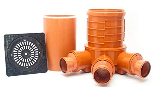 KARMAT/Dyka KG Schacht DN300 (315 mm) / DN110 SET Rohr 50cm Kanal Entwässerung Deckel quadratisch Regen PVC-U (Polyvinylchlorid) Orange 1 Stück
