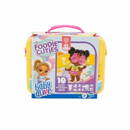 Baby Alive Foodie Cuties, Überraschungsspielzeug, 7,6 cm große Puppe für Kinder ab 3 Jahren, 10 Überraschungen im Lunchbox-Etui (Stile können variieren)