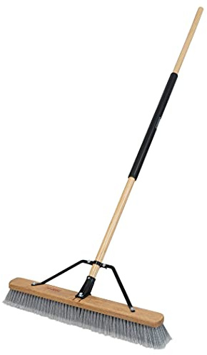 Harper 24 Inch Indoor Smooth-Surface Push Broom with Flagged Bristles for Sand, Saw Dust, Wood Shavings and Pet Hair in Garages, Warehouses, and Workshops