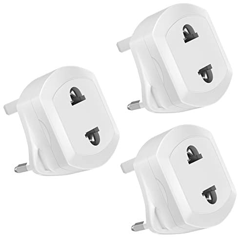 Shaver/Toothbrush Plug Adaptor Charger - 3 Pack, UK 2 Pin To 3 Pin Fused Plug Socket, Heavy Duty 1A Electric 2 to 3 Prong Converter, Electrical Charging Travel Adapters for Shaving/Razor, White