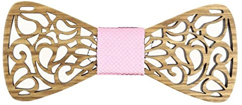 Tony & Paul. Noeud papillon. Volute 2D, BOIS. Rose layette - Uni -