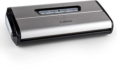 Klarstein Vakuumiergerät, Vakuumierer für Lebensmittel, Vakumierergerät für Sous Vide, Einschweißgerät 16 L/Min, Folienschweißgerät mit 3 mm Schweißnaht, Inklusive 10 Vakuumierbeutel, Metallic