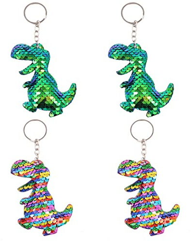 4 Stück Glitzer Schlüsselanhänger, Mode Schlüsselbund, Dinosaurier Schlüsselanhänger, Schlüsselbund Für Kinder, Tiere Pailletten Schlüsselanhänger, Party Gefallen, Dekorationen, Schulranzen Zubehör