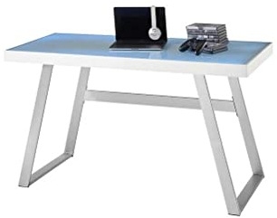 Robas Lund Schreibtisch mit LED RGB Beleuchtung, Tischplatte Glas, BxHxT 140x75x60 cm
