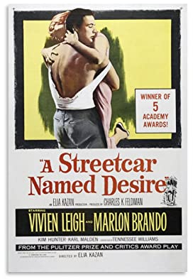 Filmposter, Motiv: A Streetcar Named Desire, klassisches Vintage-Drama-Filmposter und Wandkunst, Bilderdruck, modernes Familien-Schlafzimmer, Dekor-Poster, 40 x 60 cm
