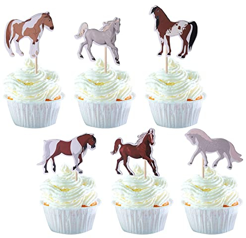 36 Stück Pferde Tortendeko Geburtstag Pferde Cupcake Toppers Wildes Tier Dekoration Horse Cupcake Tortendeko Baby Shower Geburtstag Thema Party Kuchen Dekorationen