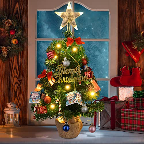 50.8 cm Mini-Weihnachtsbaum, USB-Power-Tischplatte, Weihnachtsbaum mit Lichtern und DIY-Weihnachtsschmuck, kleiner künstlicher Arbol de Navidad Weihnachtsdekoration, Zuhause, Schlafzimmer
