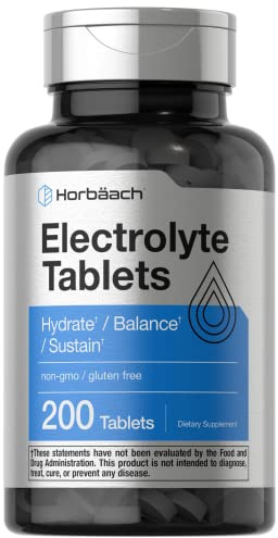 Horbäach Electrolyte Tablets | 200 Count | Helps Hydrate, Balance, & Sustain | with Calcium, Magnesium, Chloride, Sodium and Potassium | Vegetarian, Non-GMO & Gluten Free