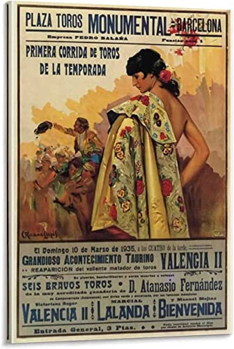 ANMAC Impresión de lienzo 40x60cm Sin marco Carteles de corridas de toros Cartel de arte de lienzo vintage y arte de pared Impresión de imagen Dormitorio familiar moderno Decoración Carteles