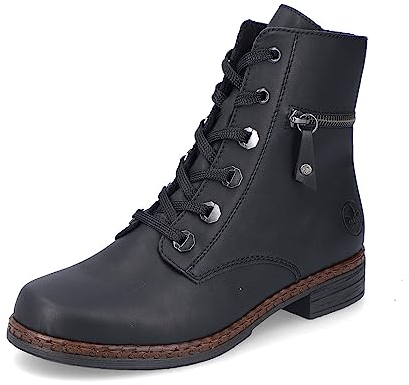 Rieker Damen Schnürstiefeletten 75142, Frauen Stiefeletten,schnürboots,übergangsschuhe,Boots,Stiefel,Bootee,Booties,schwarz (01),40 EU / 6.5 UK