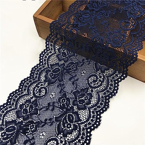 2 Yards 15 cm Breite Vintage Spitzenband, Spitzenbordüre Spitzenborte Zierband Dekoband Spitzenstoff Spitzenbesatz HäKelband Lace Textilborte WäSchespitze Spitzen zum Nähen, DIY Basteln(Navy blau)