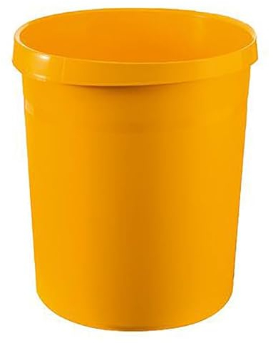 PROREGAL Klassischer runder Papierkorb aus Kunststoff | 18 Liter, HxØ 35x31,2cm | Gelb