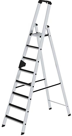 PROREGAL Stufen-Stehleiter | einseitig begehbar mit Clip-Step | 8 Stufen | Leiter, Teleskopleiter, Trittleiter, Bockleiter, Sprossen-Doppelleiter