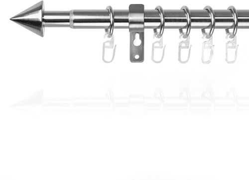 Lichtblick Gardinenstange Kegel 16 mm ausziehbar 130-240 cm Edelstahloptik | Gardinenstange Kegel, 16 mm, 1 läufig, 130 - 240 cm Länge, Anschraubbar, ausziehbar 130 - 240 cm