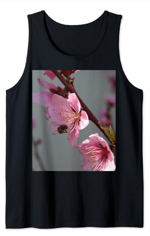 Honey Bee Feeding on Peach Tree Blossom Tank Top