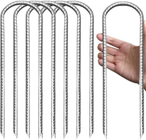 12 Stück Trampolin Bodenanker, 30CM U-förmige Bodenpfähle, Heavy Duty Verzinkter Stahl Bodenanker Zeltnägel Trampolin Haken für Die Sicherung Von Zaun Blumenständer Zelten Camping Trampolin