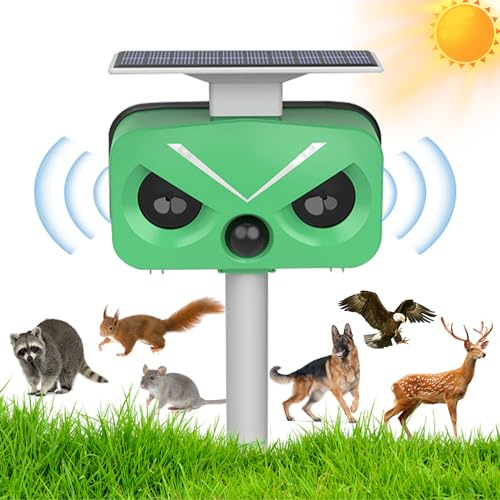 FIVAVA Repellente per Gatti,Ultrasuoni Solare per Uccelli,5 Modalità Regolabile con Luce LED,IP66 Impermeabile,Efficace Dissuasore Gatti,Uccelli,Piccioni,Topi