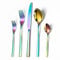 Opolia Besteck Set für 6 Personen, Essbesteck Set 30 teilig aus Edelstahl, Gabel Messer Löffel set, SpüLmaschinenfest, HochglanzPoliert- Regenbogen