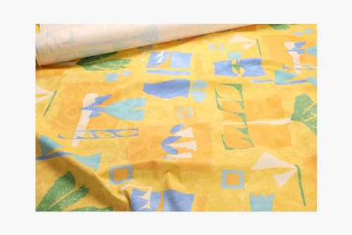 Stoff am Stück Stoff Baumwolle Jacquard gelb Ginkgo Tulpe weich Baumwollstoff Dekostoff