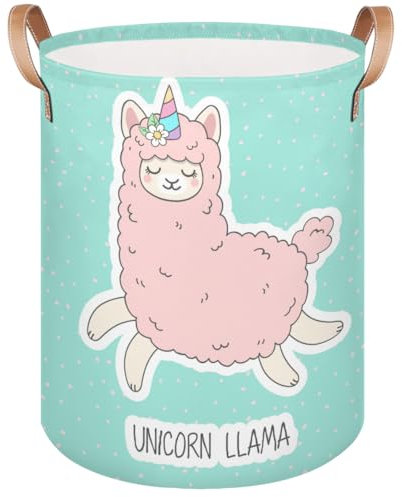 Unicorn Llama Large Laundry Hamper Fabric Basket Cute Llama Foldable Storage Cubes Boxes Bin Home Organizer for Clothes Bedroom Bathroom Living Room
