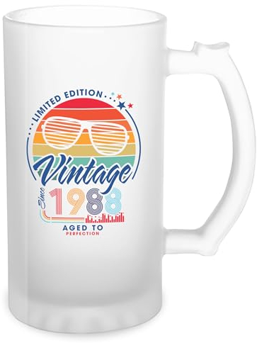 GR8Shop Limited Edition Top Vintage 1988 Birthday Transparent Beer Mug Stein 500ml