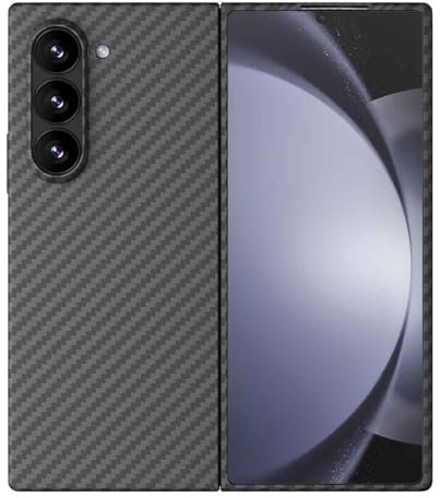Sisyphy Aramidfaser-Schutzhülle für Samsung Galaxy Z Fold 6 5G mit Karbonfaser-Textur (Schwarz 1500D), superdünne Schutzhülle, weich, robust, langlebig, zum Aufstecken