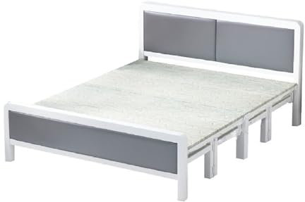 Klappbett 120x200 Erwachsene Lederkopfteil, Verstärkter Metallrahmen, Kein Aufbau Erforderlich, Komfortabler Runder Fußende, Leicht zu Lagern