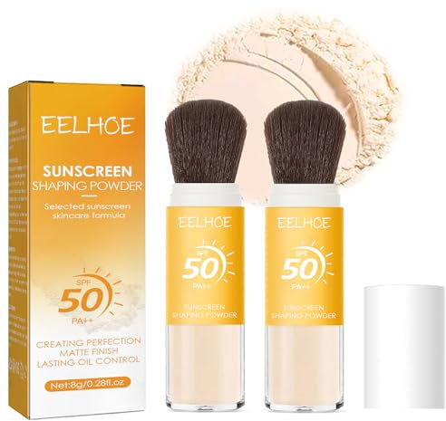 2PCS Sunscreen Shaping Powder, Poudre De Réglage Pour Le Visage, Contrôle De L'huile, Fini Mat Naturel, écran Solaire Léger Et Durable, Poudre Libre