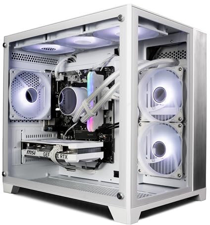 ionz Gaming PC - Desktop Computer, Ryzen 5 5600X, NVIDIA RTX 4060,16GB RAM, 1TB NVMe SSD, 240mm AIO Liquid Cooling, Windows 11, 500W 80+ PSU, WiFi, White - KZ-900