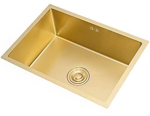 XUTNZA Fregadero de Cocina, Seno Individual Cepillado sobre encimera, instalación de Montaje encastrado extraíble de Acero Inoxidable con