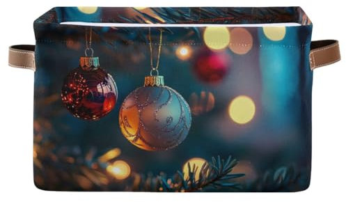 Storage Basket Christmas Tree Light Ball Canvas Collapsible Box Organizer Bin with Handles