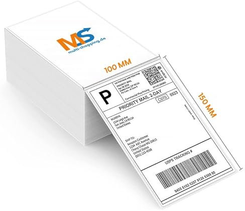5000 Versandetiketten 4x6 Thermo Etiketten 100 x 150 mm - 10 x 500 Etiketten Selbstklebend Leporello Falzetiketten Perforiert DHL Wasserfester Versandaufkleber, BPA Frei (10)