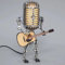 Vintage Mikrofon Gitarre Lampe, coole Gitarre Geschenke Nachtlicht für Musikliebhaber und Gitarrenspieler, USB Stecker in Powered, Retro Dekorationen für Zuhause, Bar, Büro, Silber