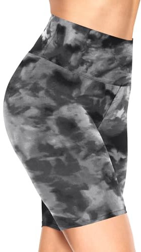 TNNZEET Radlerhose Damen Hohe Taille Kurze Sporthose Leggings Blickdicht Sommer Shorts Yoga Hose für Gym Sport (Bedruckter Tie-Dye,L-XL)