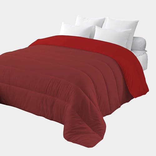 Corredocasa Trapunta 4 Stagioni Made in Italy Piumone Imbottitura 350gr/mq Coperta in Morbida Microfibra di Poliestere Casa (Bordeaux/Rosso, Singolo 160x260 cm)