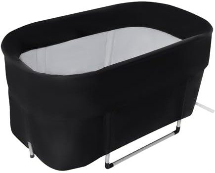Fridgestea Vasca da bagno pieghevole per adulti, rettangolare, moderna, in PVC nero, 115 x 57 x 55 cm, portatile con custodia, 150 kg di portata massima, installazione libera