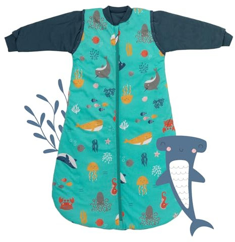 Schlummersack Kinder Schlafsack Sommer 150 cm dünn Meerestiere | Sommerschlafsack 1.0 Tog | Schlummersack 1 Tog Baby Schlafsack Sommer | Schlafsack Baby Sommer Frühling