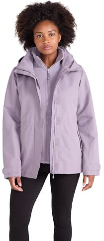 Mountain Warehouse Fell 3-in-1 Damen-Jacke - atmungsaktive, lange, wasserdichte, warm gefütterte Winterjacke für Damen mit Kapuze für Outdoor-Aktivitäten, Fleecejacke Dusky Lila Damengröße EU 36