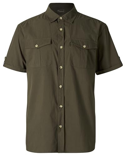 Pinewood Herren Safari Kurzarmhemd - Stilvolles Outdoor Hemd Herren - Schnelltrocknende und weiche Polyester-Baumwoll-Mischung - Vielseitig einsetzbares Wanderhemd