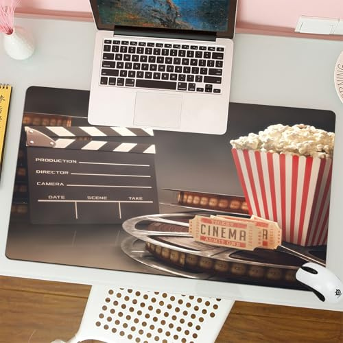 MESHIZIY Tapis de Souris Gaming 750x400mm,Cinéma, Divertissement à l'ancienne Objets liés au cinéma Bobine de Film Mo,Mouse Pad Mat, sous-Main Bureau Gamer Extra Large en Tissu, Base antidérapante