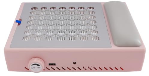 soudesileim 56W Nagelstaubsauger mit USB-Anschluss, Reinigungsbürste und Anti-Rutsch-Matten, 26x20x8cm, Saugkraft 0-4200 U/Min, Staubabsaugung für Nägel, Nagelstudio (Rosa)