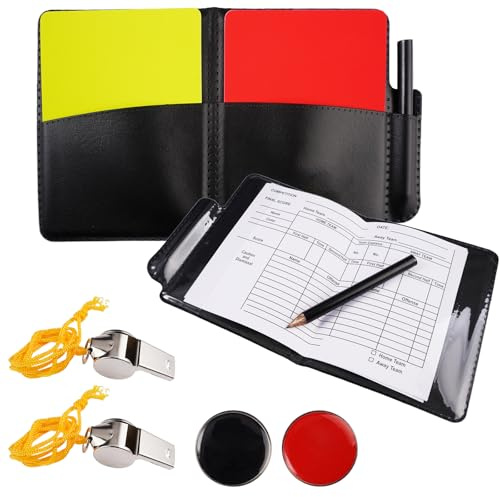 21 Stück Karten Schiedsrichter Pfeifen, Fußball Schiedsrichter Karten Set, Schiri Set Kinder Fußball, 4 PVC Rote Gelbe Karte, 2 Trainer Pfeife, 2 Toss Coins, für Vereine, Schulen, Trainer Geeignet