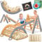 KIDIZ® Klettergerüst Montessori 7in1 Spiel-Set mit Kletterbogen Rutsche Kletterdreieck aus Holz inklusive Kissen, Tafel & Lern-Uhr | Indoor Spielplatz für Kleinkinder ab 1 Jahr & Kinder bis 3 Jahre