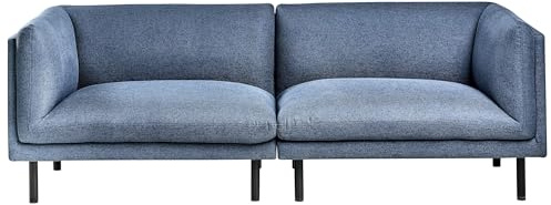 Beliani Sofa Stoff dunkelblau 3-Sitzer gepolstert Schwarze Beine Vorgod